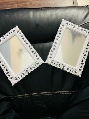Ornate White Decorative Wall Mirror - Classic Baroque Frame set of 2